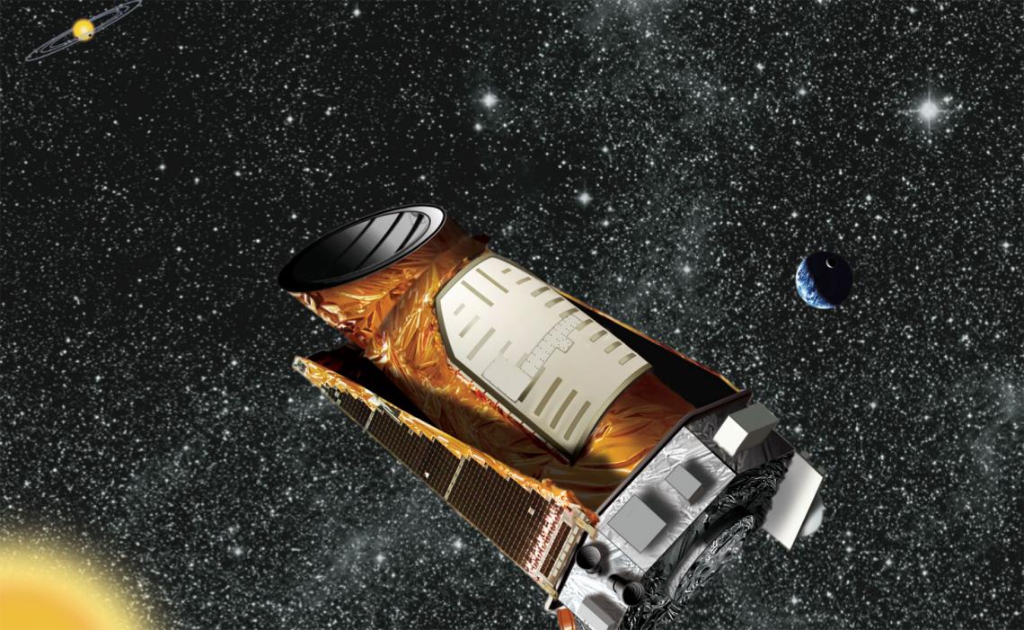 Artist's rendition of the Kepler spacecraft observing a system of planets orbiting a distant star. Artist's rendition of the Kepler spacecraft observing a system of planets orbiting a distant star.